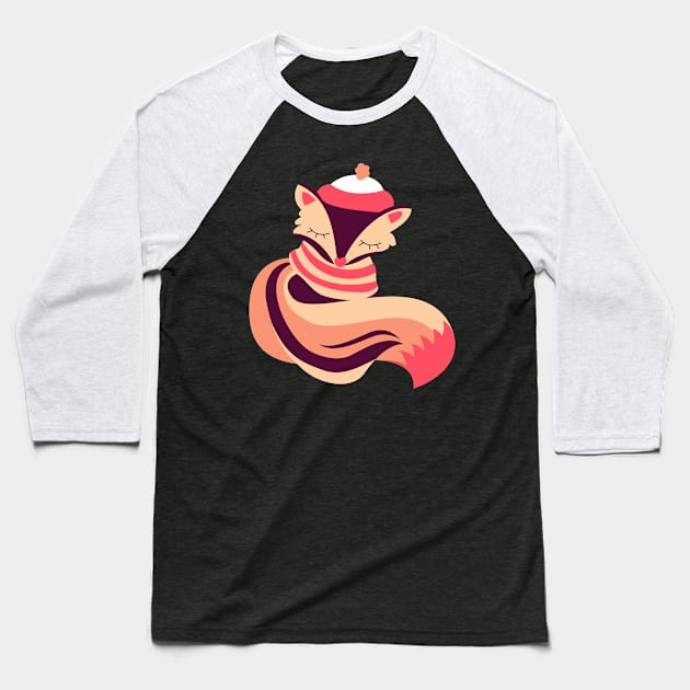 Christmas cute sleeping fox Baseball T-Shirt by andytruong